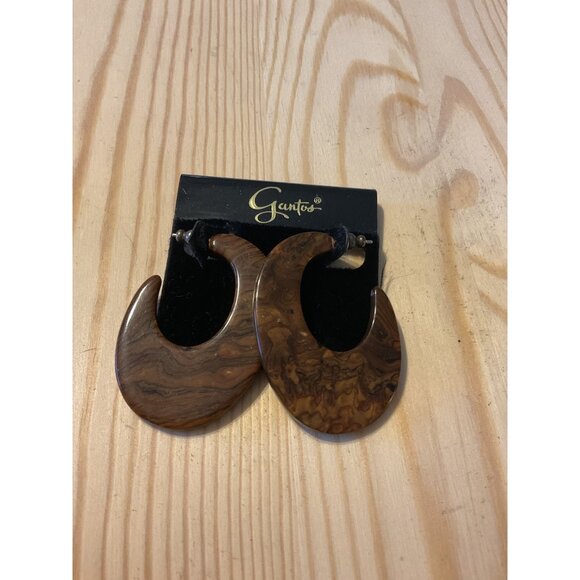 Gantos Acrylic Wood Look Pierced Stud Earrings - Picture 1 of 4